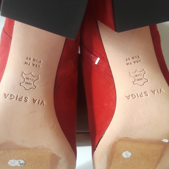 VIA SPIGA Red Suede 'Shayla' boots NEW! 7M/37 Eur - Picture 6 of 6